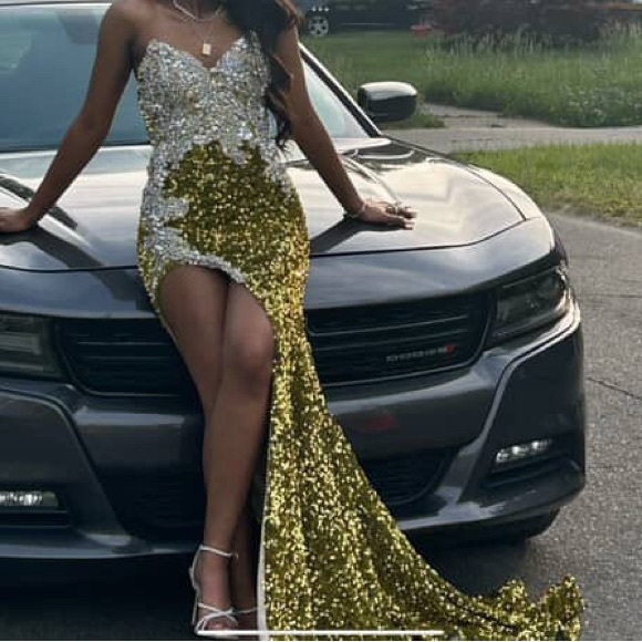 Elegant High Low Sequin Dress